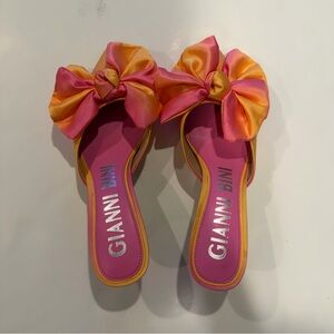 Gianni Bini Satin Bow Heels Pink Orange Ombre Statement Heels Size 9